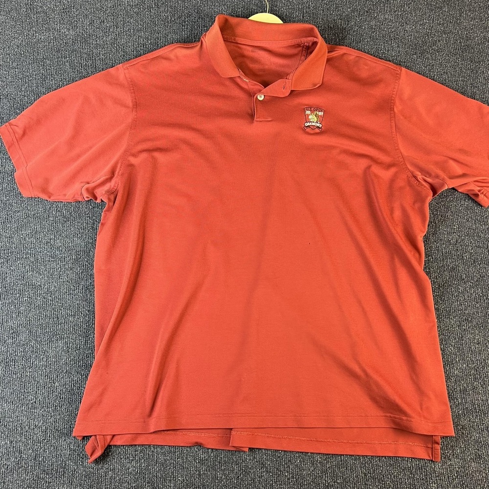 US Open Oakmont Golf Polo Shirt Mens Large Red Embroidered Logo Short Sleeve